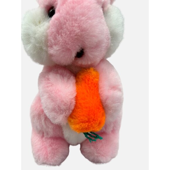 Gund 1983 Pink White Rabbit Plush 9" Easter Bunny Holding Carrot Toy - Picture 3 of 11